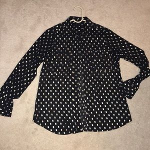 Black button down, gold accents